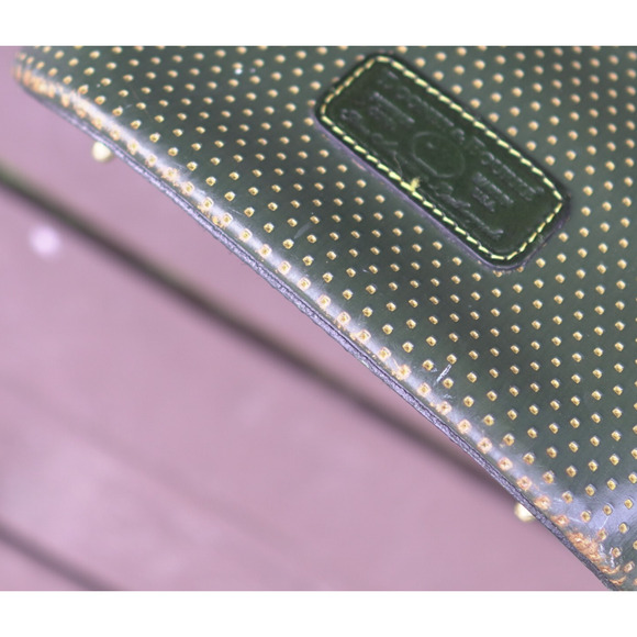 VTG Dooney & Bourke Bucket Bag Emerald Green Yellow Leather A0053983 USA Made - Picture 10 of 11